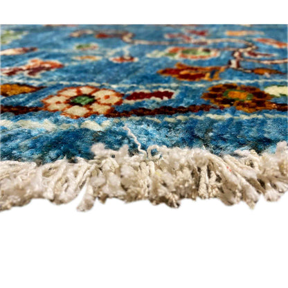 Khorjin-Wollteppich mit blauem Blumenmuster, 180x180 cm - German Carpet Shop