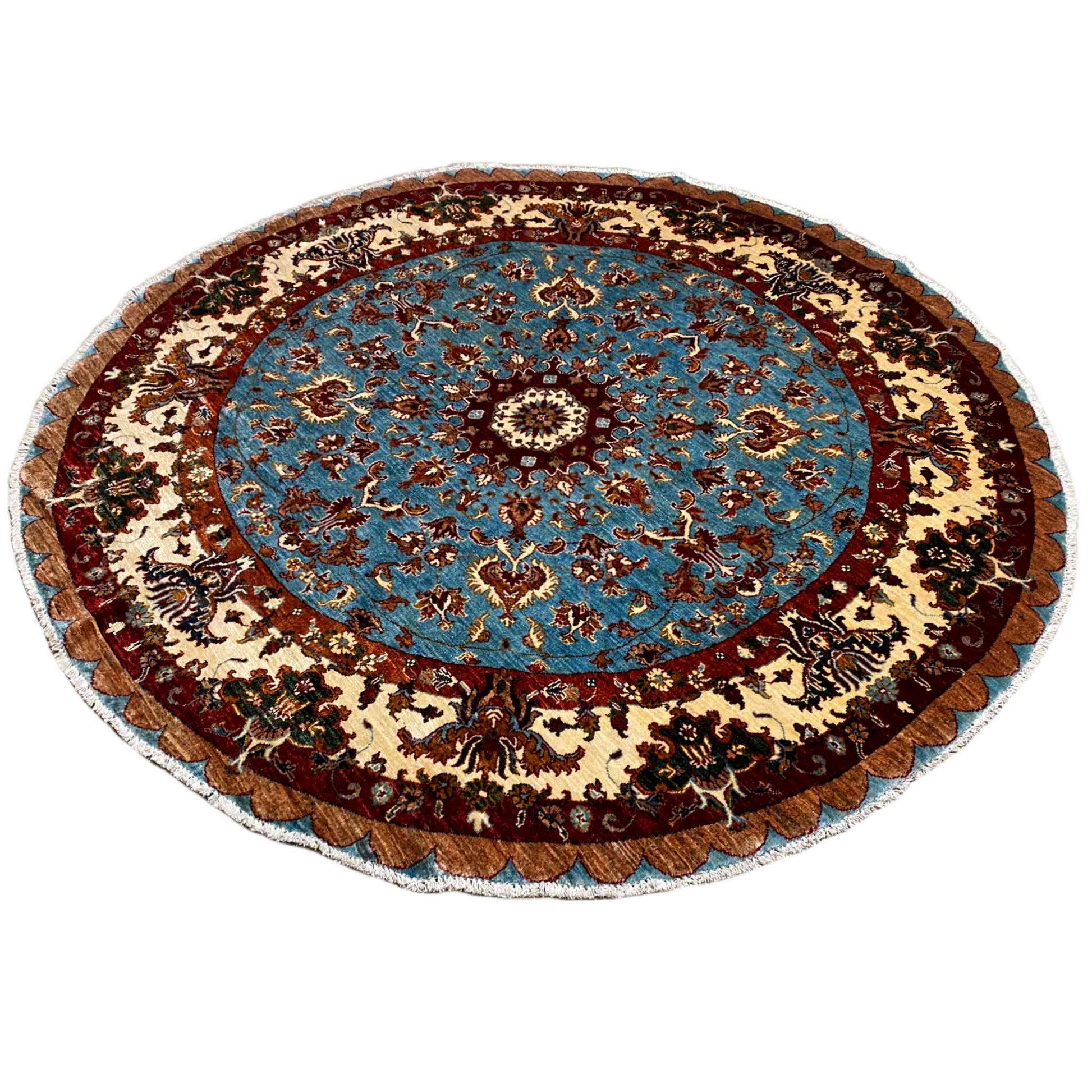 Khorjin-Wollteppich, Blau & Beige, 203x203 cm - German Carpet Shop