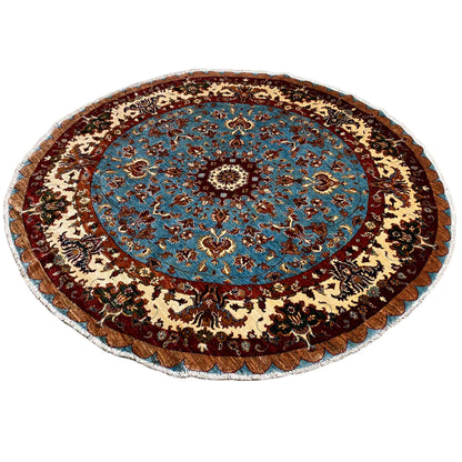 Khorjin-Wollteppich, Blau & Beige, 203x203 cm - German Carpet Shop