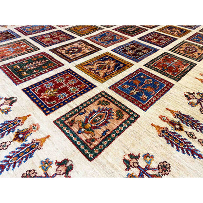 Khorjin Teppich - Creme & Mehrfarbige Quadrate, 200x154 cm - German Carpet Shop
