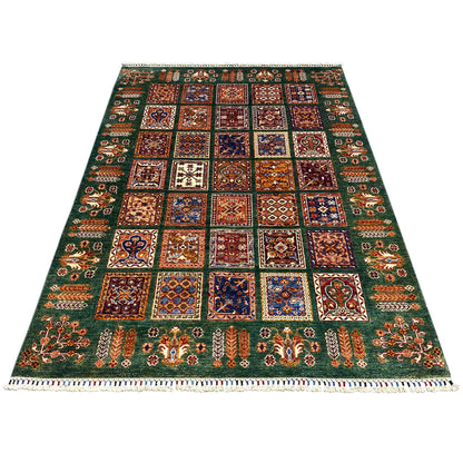 Handgeknüpfter Khorjin Teppich - Grüner Wollteppich, 212x159 cm - German Carpet Shop