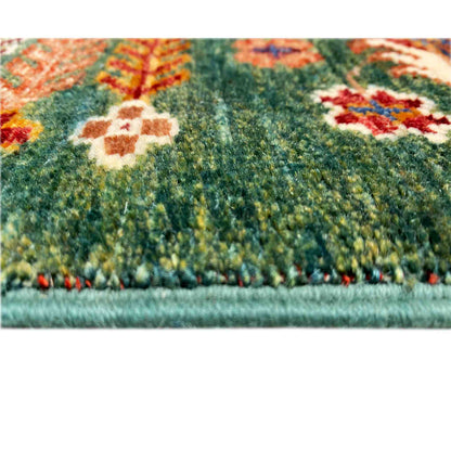 Handgeknüpfter Khorjin Teppich - Grüner Wollteppich, 212x159 cm - German Carpet Shop