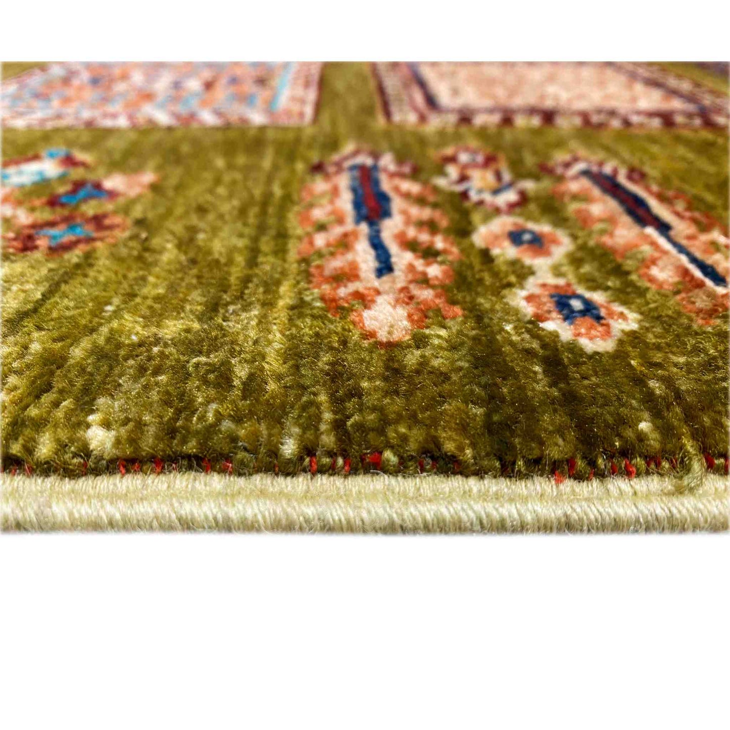 Afghanischer Khorjin Teppich, Olivgrün, 161x107 cm - German Carpet Shop