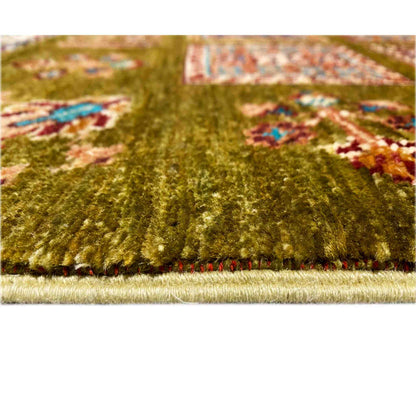 Afghanischer Khorjin Wollteppich, Olivgrün, 165x105 cm - German Carpet Shop