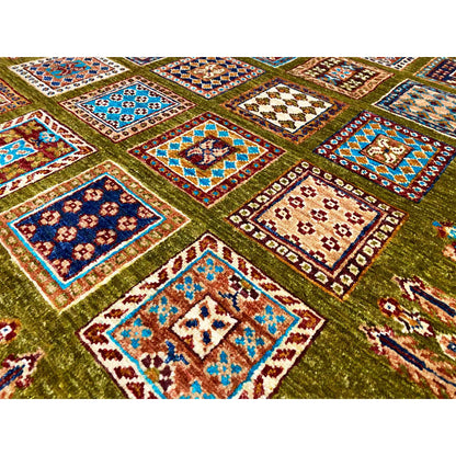 Afghanischer Khorjin Wollteppich, Olivgrün, 165x105 cm - German Carpet Shop