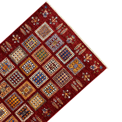 Afghanischer Khorjin Wollteppich, Tiefrot, 155x107 cm - German Carpet Shop