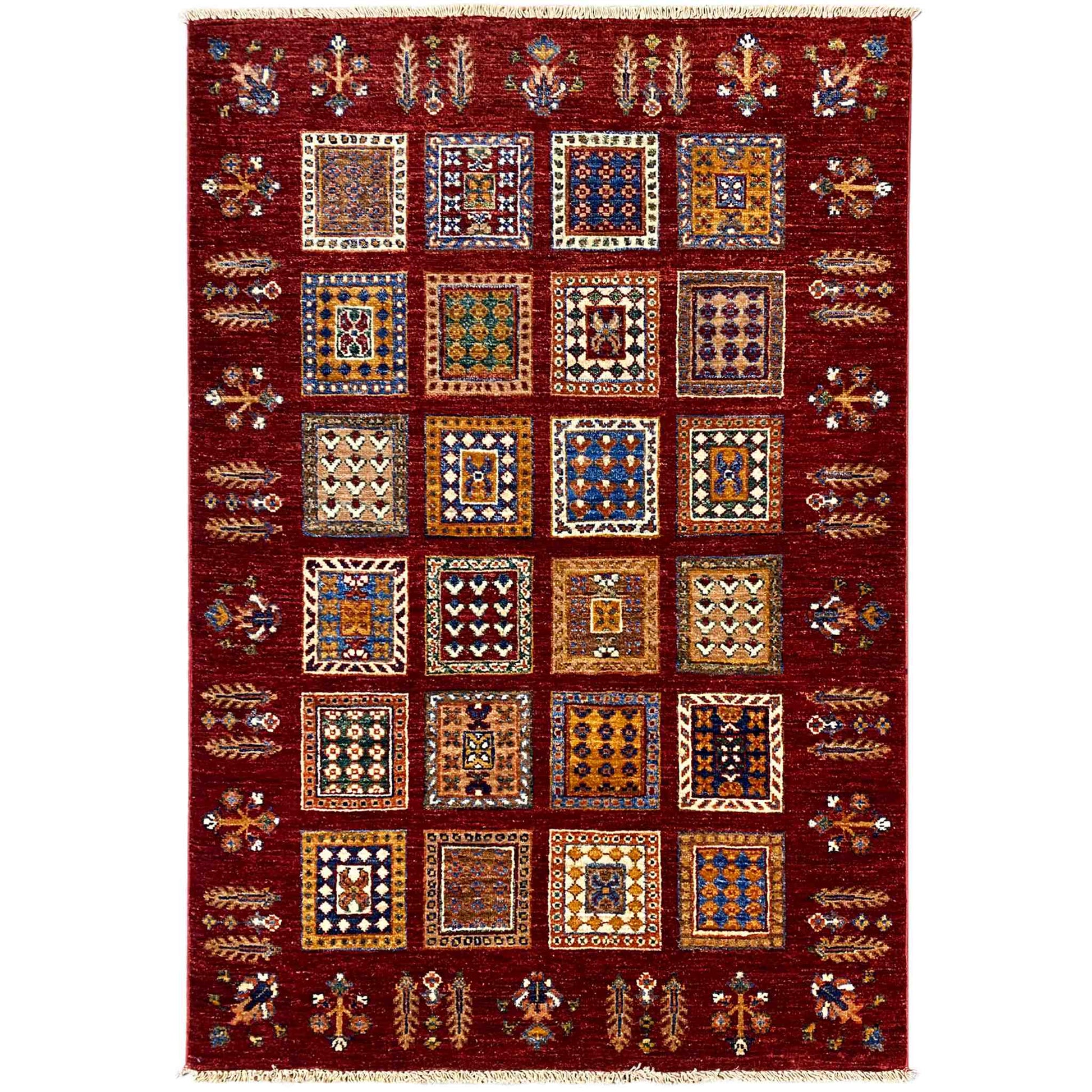  Afghanischer Khorjin Wollteppich, Tiefrot, 155x107 cm - Premium Khorjin Teppiche from German Carpet Shop - Just €525! Shop now at German Carpet Shop