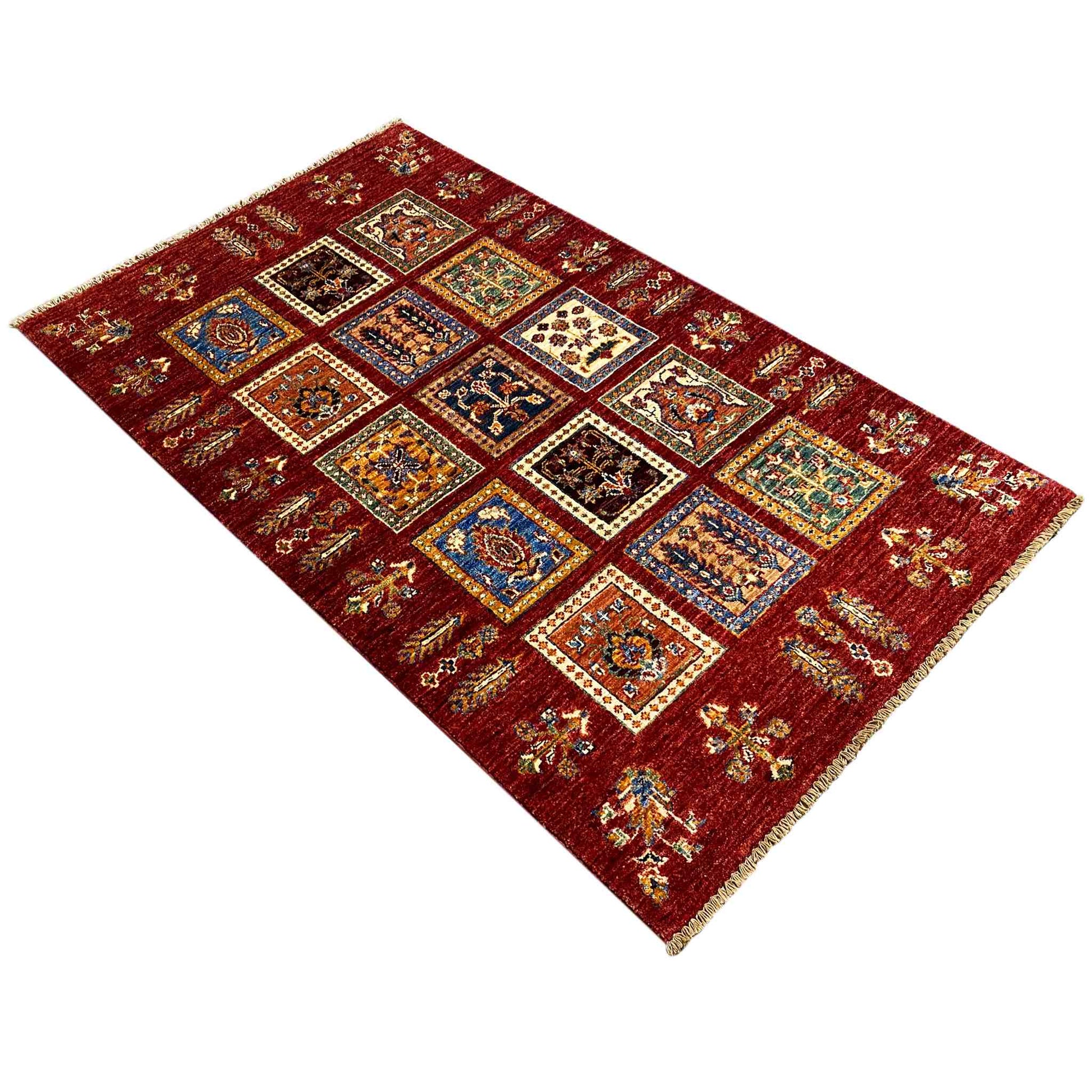 Afghanischer Khorjin Wollteppich, Tiefrot, 156x94 cm - German Carpet Shop