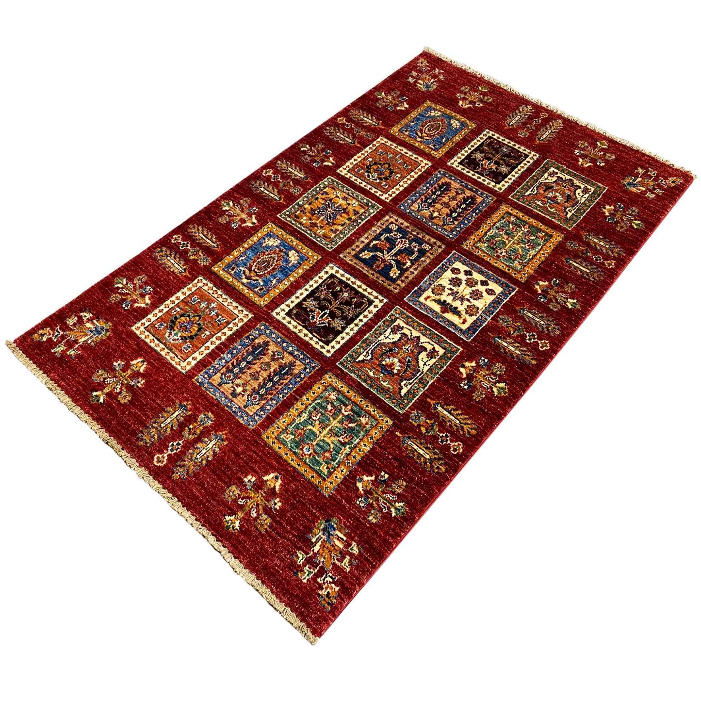 Afghanischer Khorjin Wollteppich, Tiefrot, 156x94 cm - German Carpet Shop