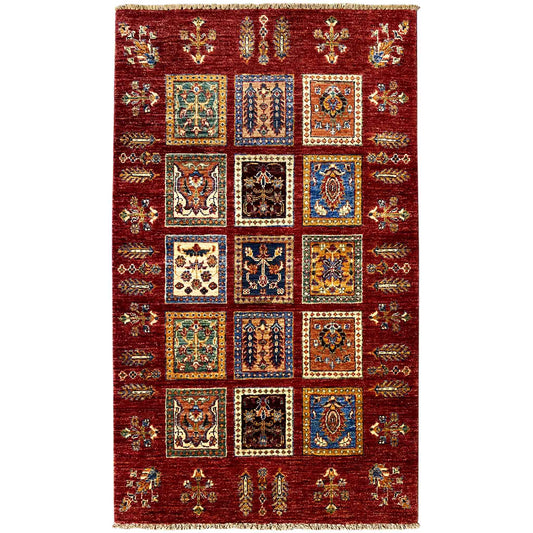 Afghanischer Khorjin Wollteppich, Tiefrot, 156x94 cm - German Carpet Shop