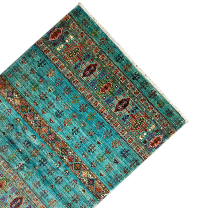 Afghan Khorjin Teppich, Teal, 201x153 cm - German Carpet Shop