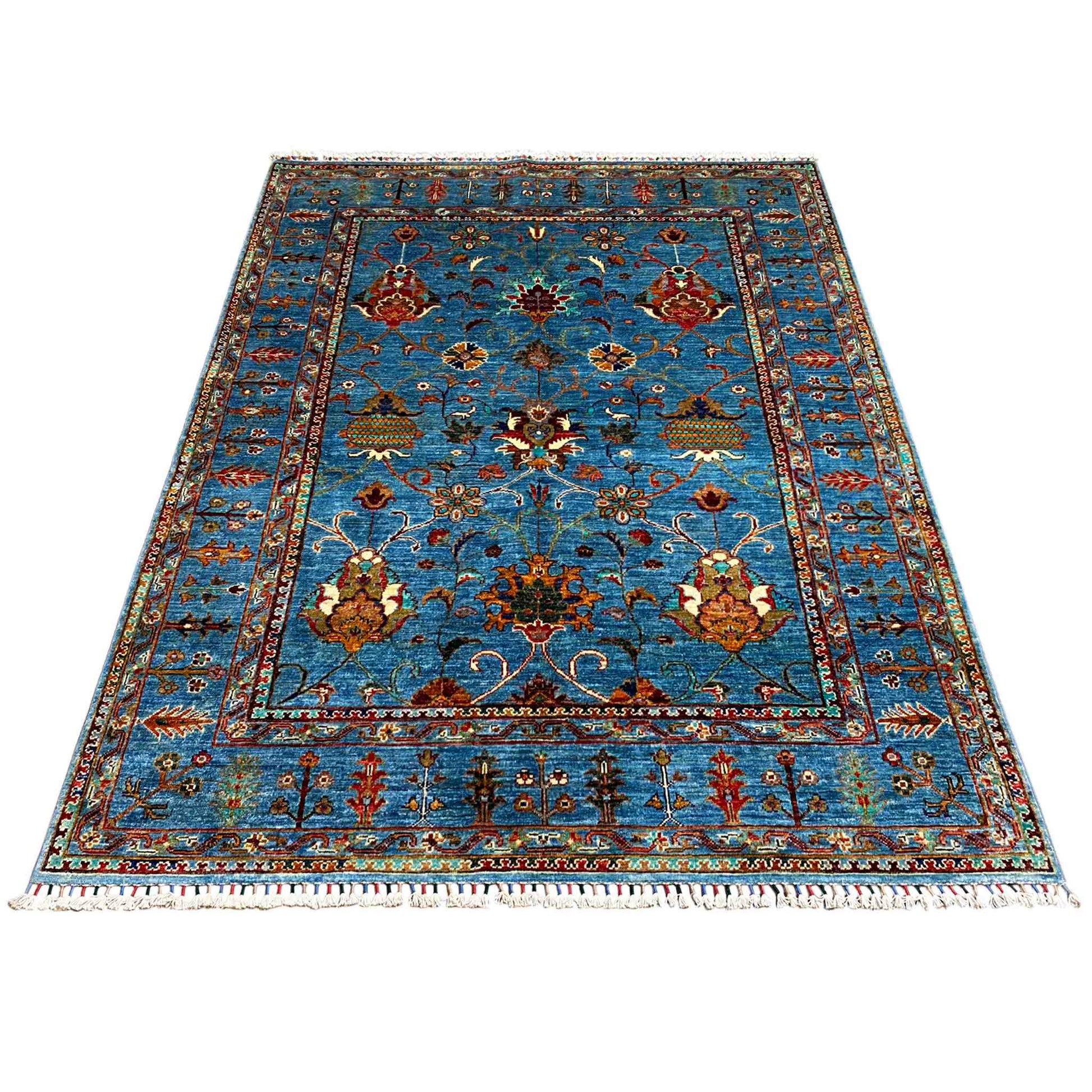 Afghan Khorjin Teppich, Blau, 202x151 cm - German Carpet Shop