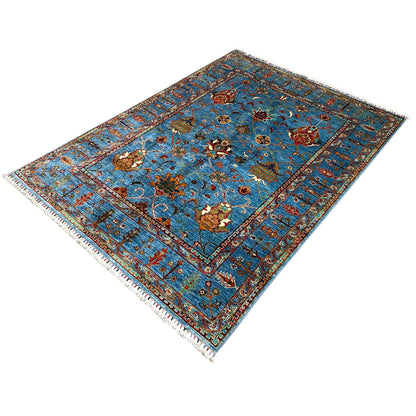 Afghan Khorjin Teppich, Blau, 202x151 cm - German Carpet Shop