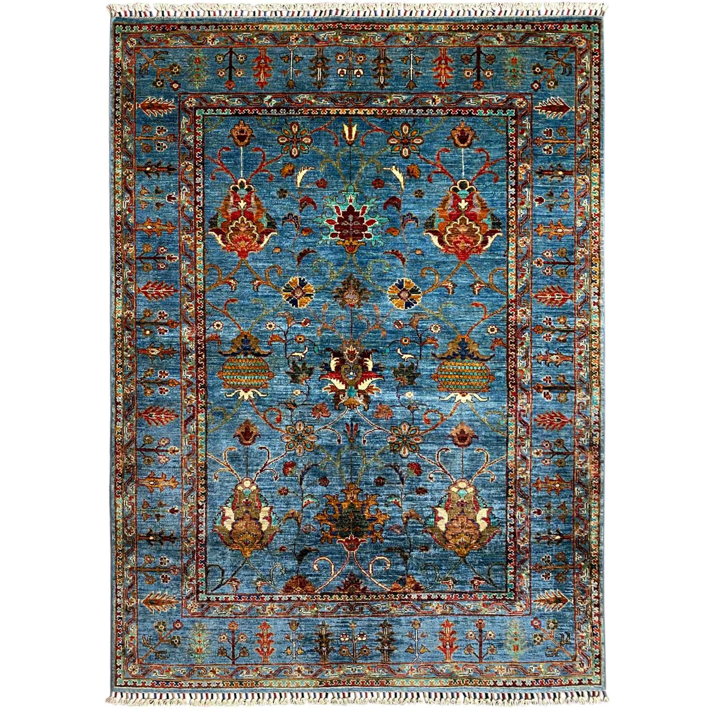 Afghan Khorjin Teppich, Blau, 202x151 cm - German Carpet Shop