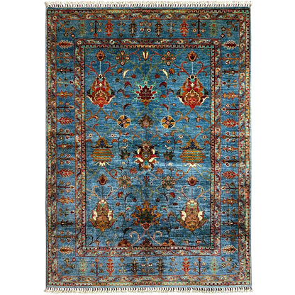 Afghan Khorjin Teppich, Blau, 202x151 cm - German Carpet Shop