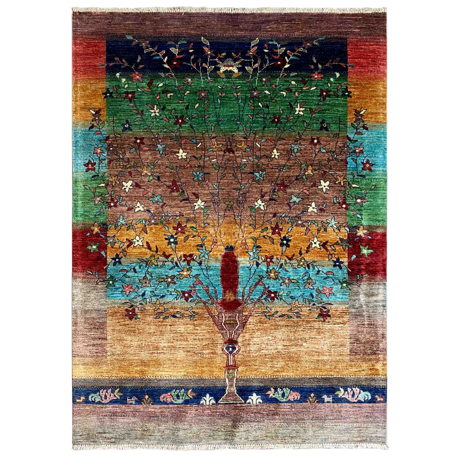 Afghan Khorjin Teppich, Mehrfarbig, 209x157 cm - German Carpet Shop