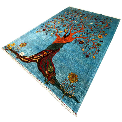 Afghan Khorjin Teppich, Blau, 298x204 cm - German Carpet Shop