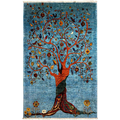 Afghan Khorjin Teppich, Blau, 298x204 cm - German Carpet Shop