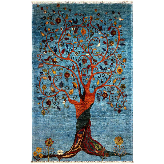  Afghan Khorjin Teppich, Blau, 298x204 cm - Premium Khorjin Teppiche from German Carpet Shop - Just €1899! Shop now at German Carpet Shop