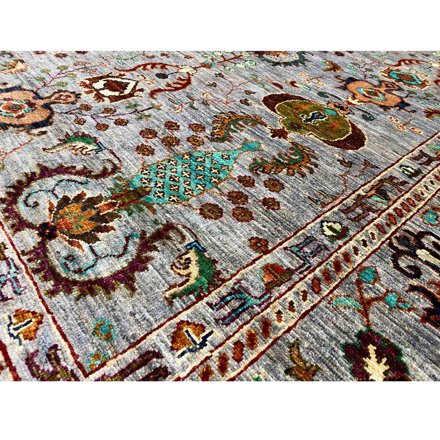 Afghan Khorjin Teppich – Grau, 348x254 cm - German Carpet Shop