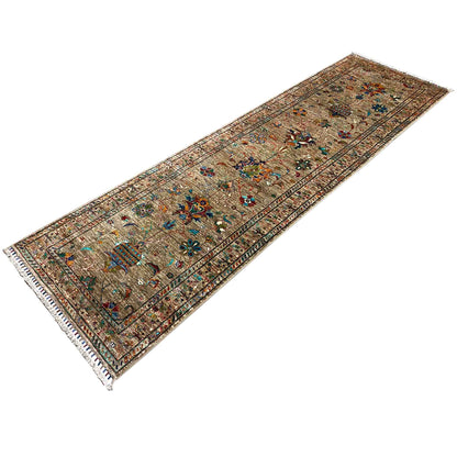  Afghan Khorjin Läufer Teppich – Braun, 295x85 cm - Premium Khorjin Teppiche from German Carpet Shop - Just €785! Shop now at German Carpet Shop