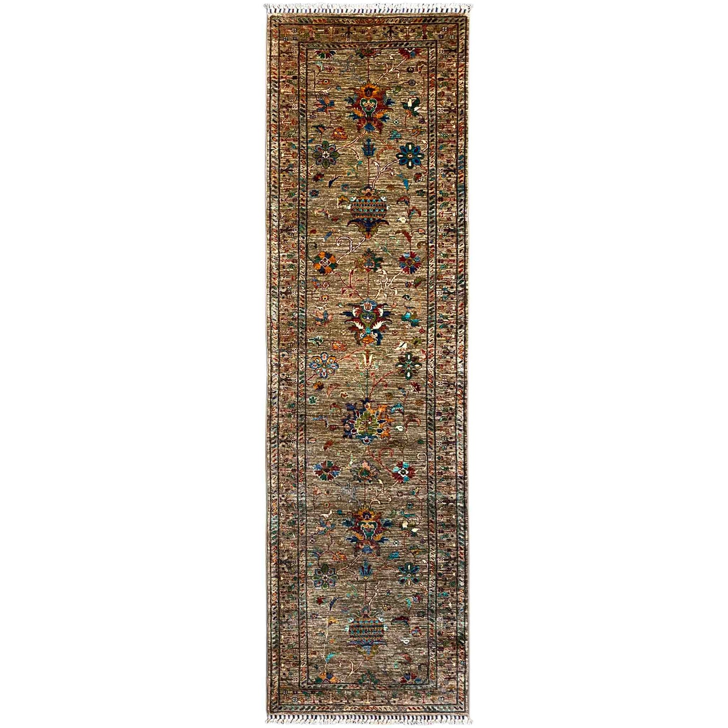  Afghan Khorjin Läufer Teppich – Braun, 295x85 cm - Premium Khorjin Teppiche from German Carpet Shop - Just €785! Shop now at German Carpet Shop