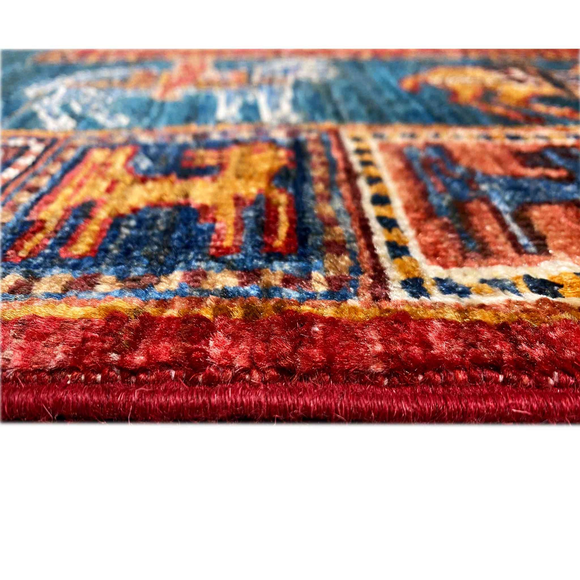 Afghan Khorjin Läufer Teppich – Blau & Rot, 256x85 cm - German Carpet Shop
