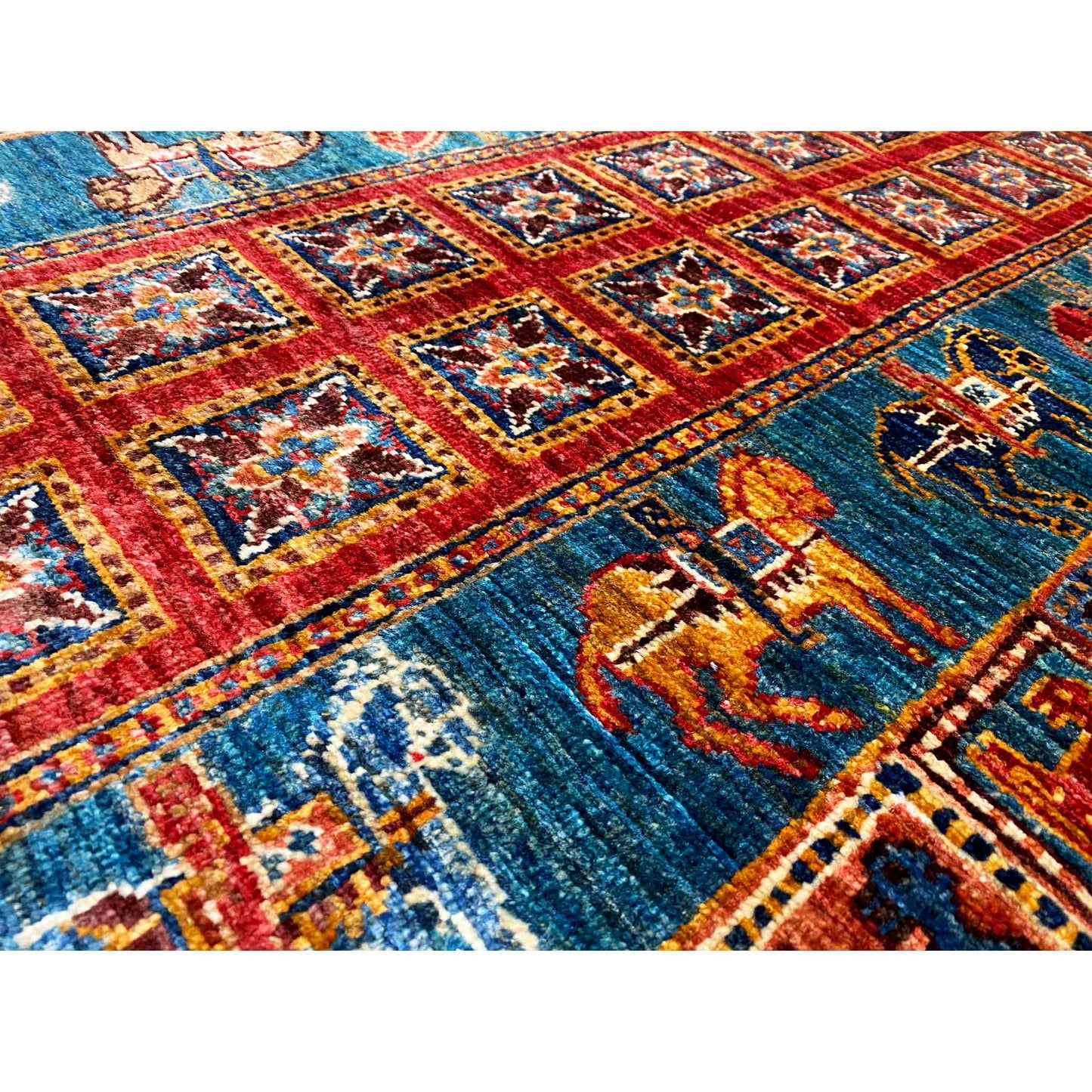  Afghan Khorjin Läufer Teppich – Blau & Rot, 256x85 cm - Premium Khorjin Teppiche from German Carpet Shop - Just €680! Shop now at German Carpet Shop