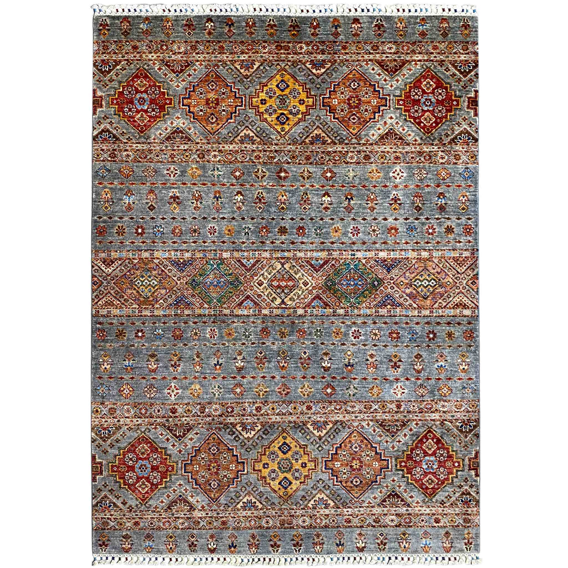 Khorjin-Teppich - Geometrisches Stammesdesign, 217x162 cm - German Carpet Shop