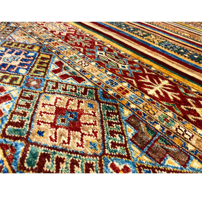 Khorjin-Läuferteppich - Stammesstreifen- und Geometrisches Design, 271x91 cm - German Carpet Shop