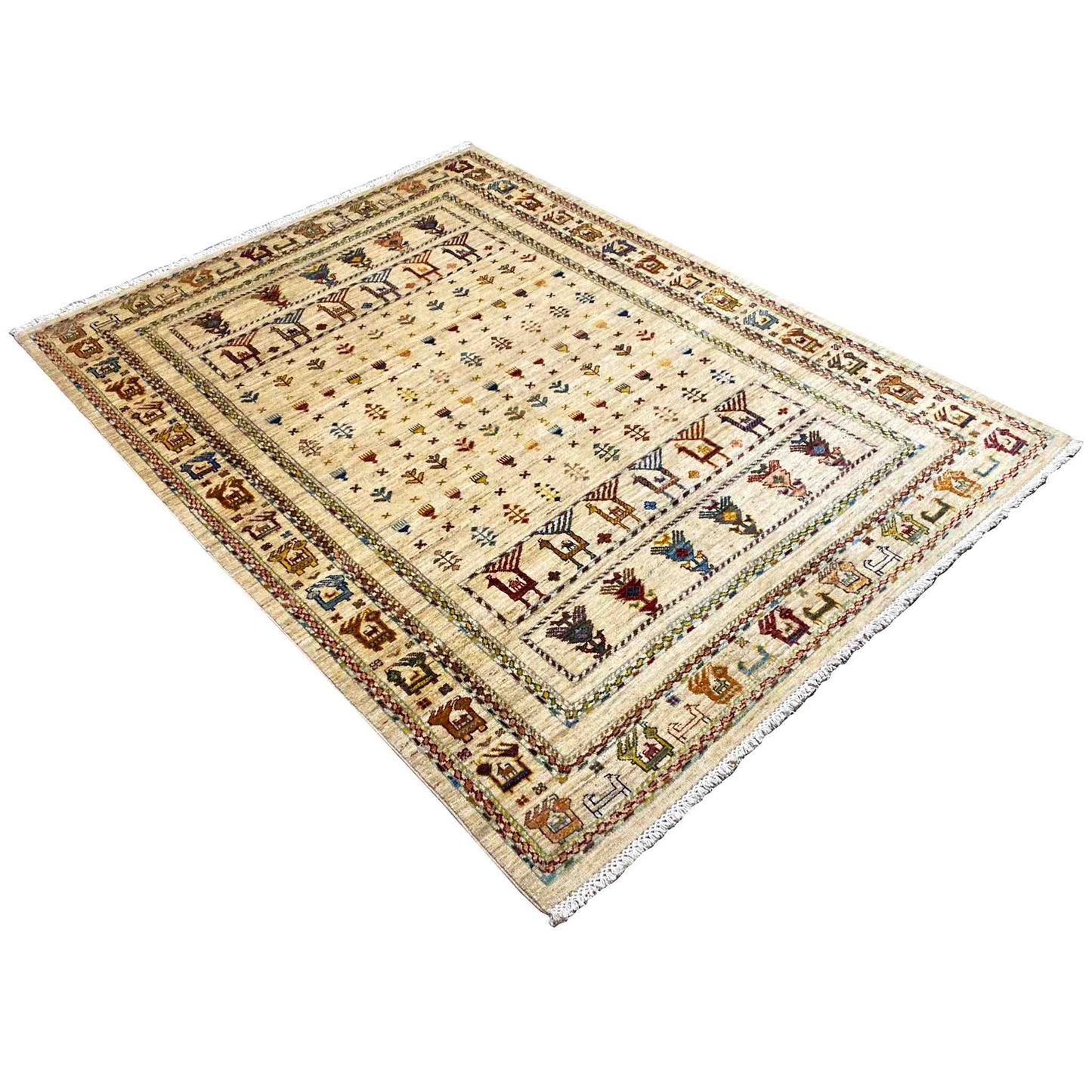 Khorjin Teppich - Helle Eleganz & Stammesmotive, 207x157 cm - German Carpet Shop