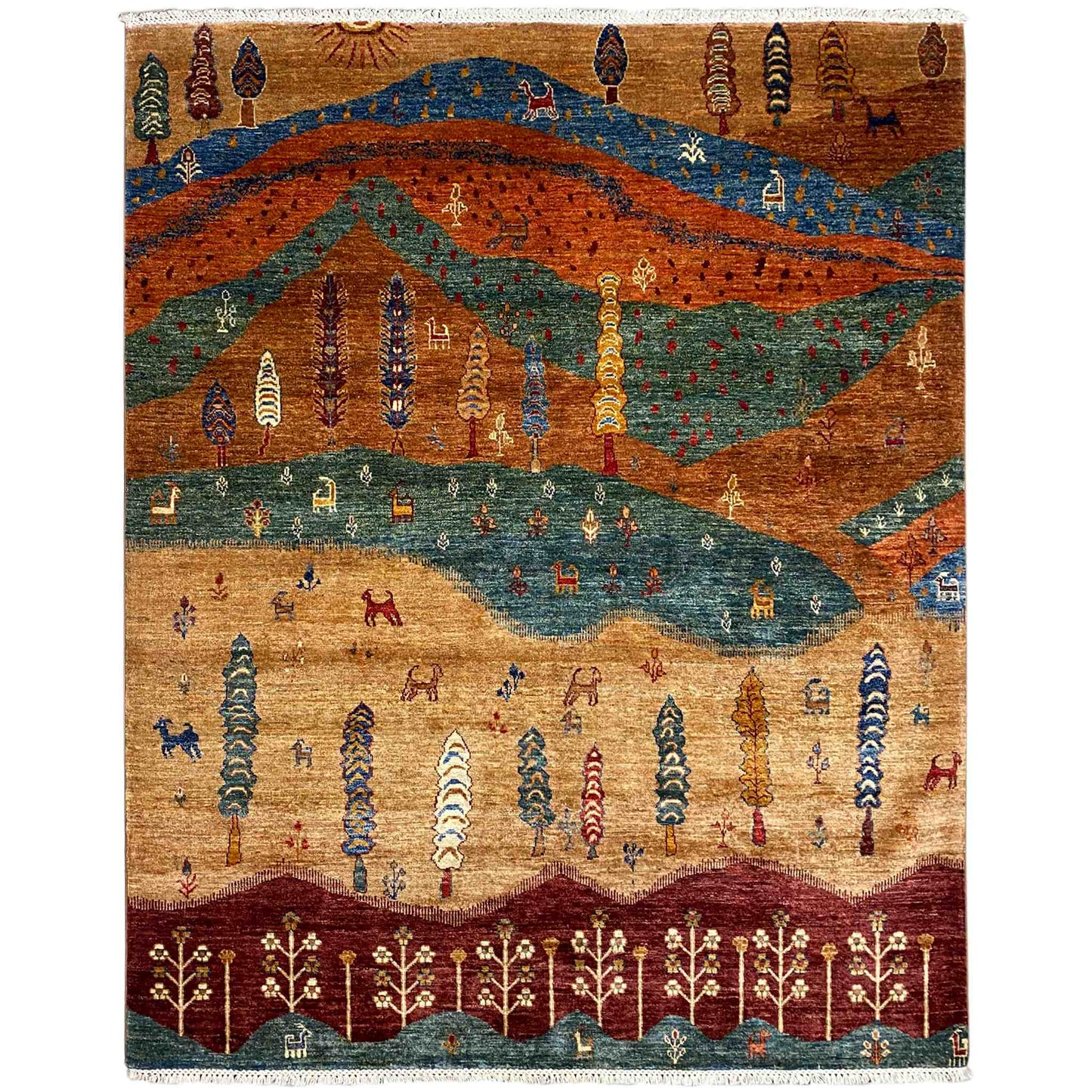 Khorjin Teppich - Verzaubertes Landschaftsdesign, 202x177 cm - German Carpet Shop