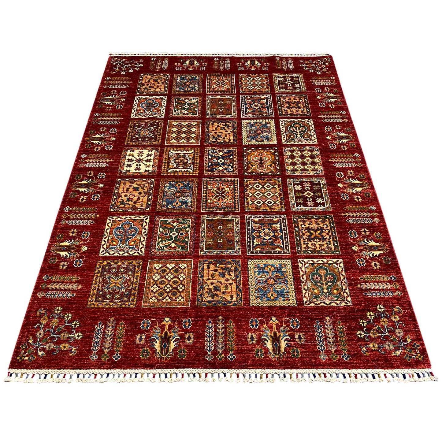 Khorjin Teppich - Rotes Paneeldesign, Komplizierte Motive, 214x160 cm - German Carpet Shop