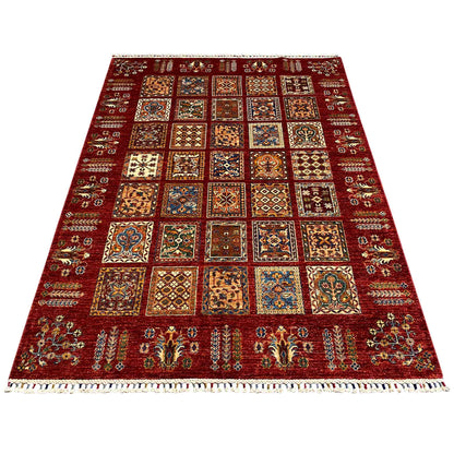 Khorjin Teppich - Rotes Paneeldesign, Komplizierte Motive, 214x160 cm - German Carpet Shop