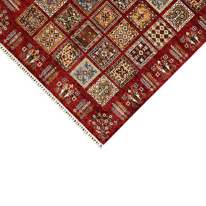 Khorjin Teppich - Rotes Paneeldesign, Komplizierte Motive, 214x160 cm - German Carpet Shop