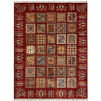  Khorjin Teppich - Rotes Paneeldesign, Komplizierte Motive, 214x160 cm - Premium Khorjin Teppiche from German Carpet Shop - Just €1090! Shop now at German Carpet Shop