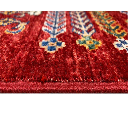 Khorjin Teppich - Reiches Rotes Paneeldesign, Komplizierte Motive, 210x157 cm - German Carpet Shop