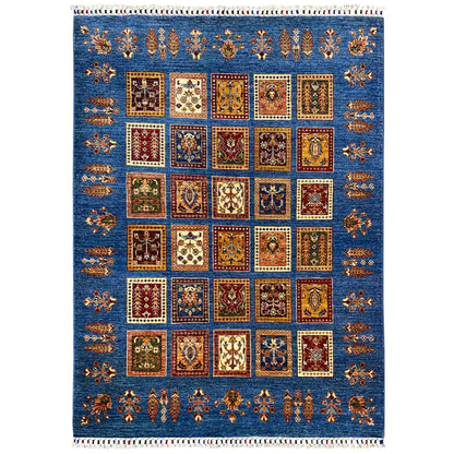 Khorjin Teppich - Azurblaues Paneeldesign, Komplizierte Motive, 208x153 cm - German Carpet Shop