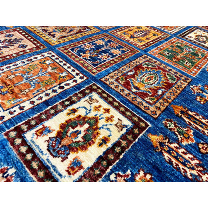 Khorjin Läufer Teppich - Blaues Paneeldesign, Flurakzent, 256x84 cm - German Carpet Shop