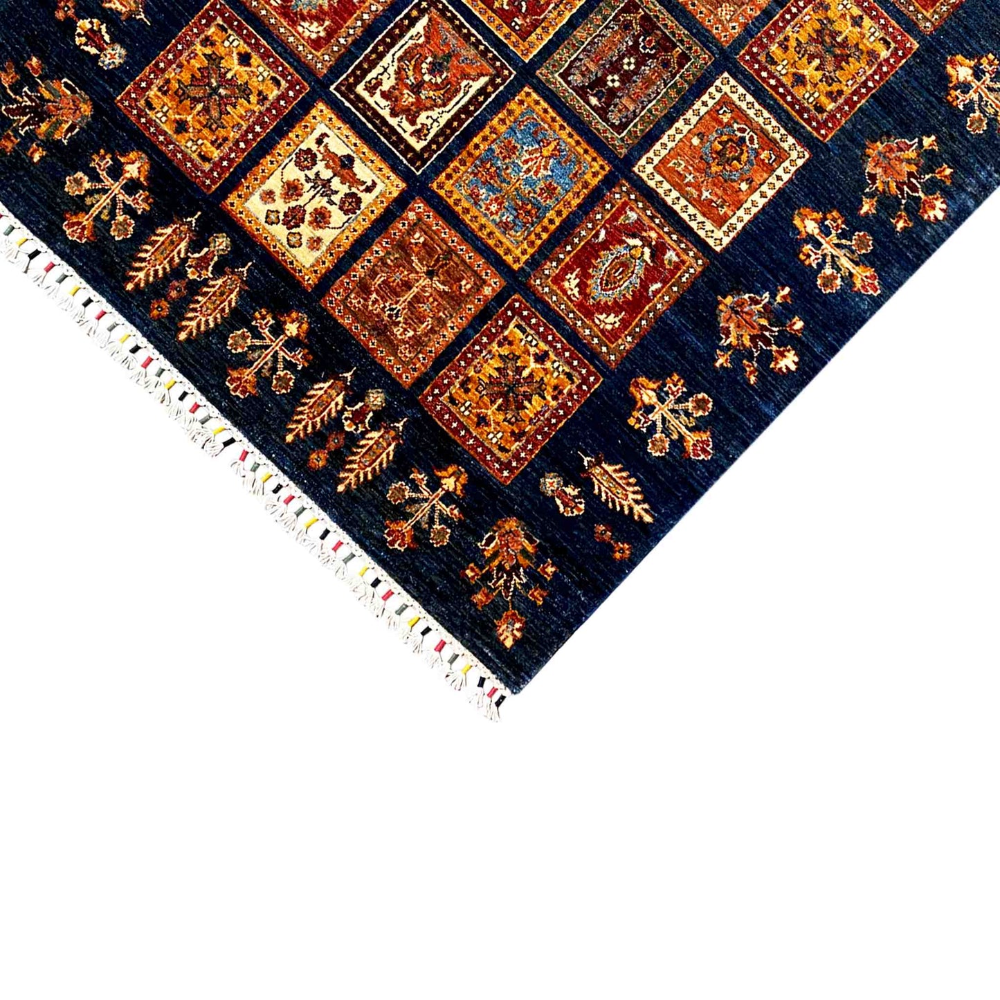 Afghan Khorjin Teppich - Handgesponnene Wolle, 125x91 cm - German Carpet Shop