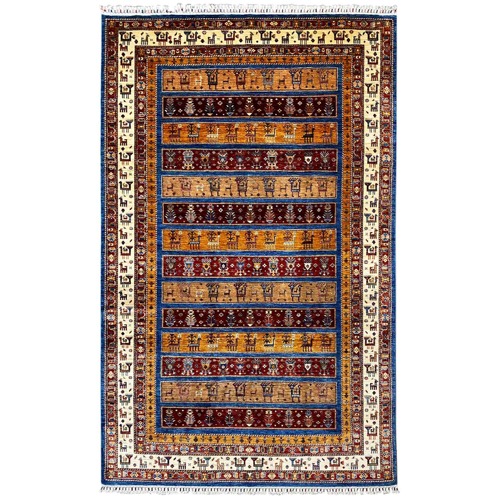 Khorjin-Teppich - Stammes-Tier- und Geometrisches Design, 356x243 cm - German Carpet Shop