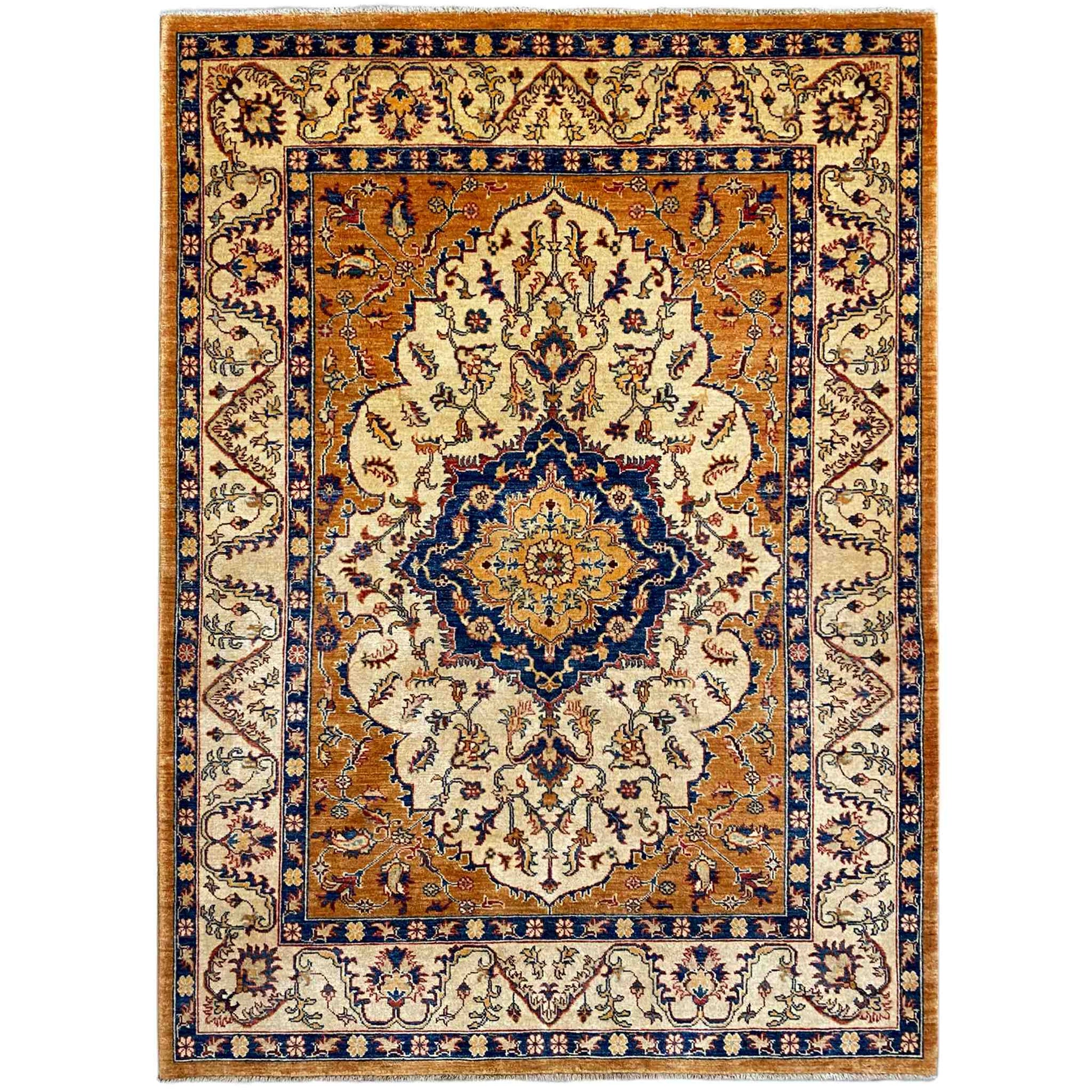Khorjin-Teppich - Medaillon- und Blumendesign, 208x152 cm - German Carpet Shop