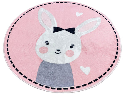 Round Children's Rug Rabbit, 100 cm