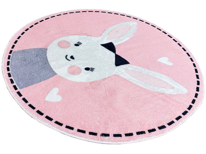 Round Children's Rug Rabbit, 100 cm