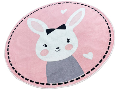 Round Children's Rug Rabbit, 120 cm