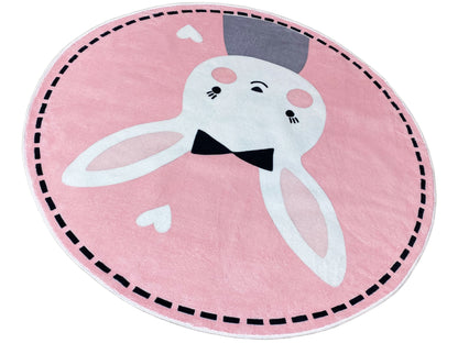 Round Children's Rug Rabbit, 120 cm