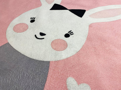 Round Children's Rug Rabbit, 120 cm