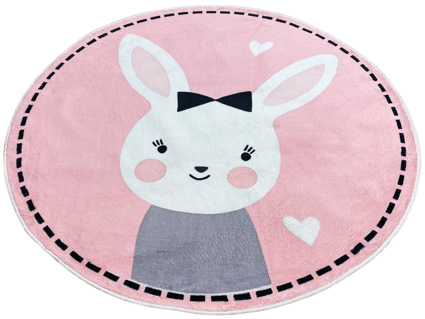 Round Children's Rug Rabbit, 120 cm