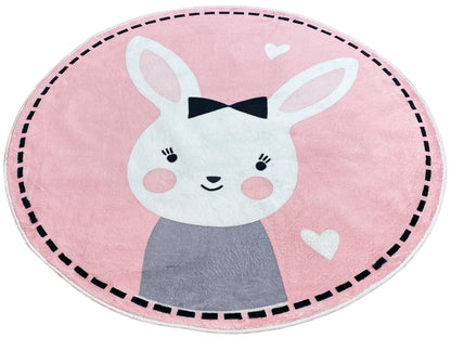 Round Children's Rug Rabbit, 120 cm
