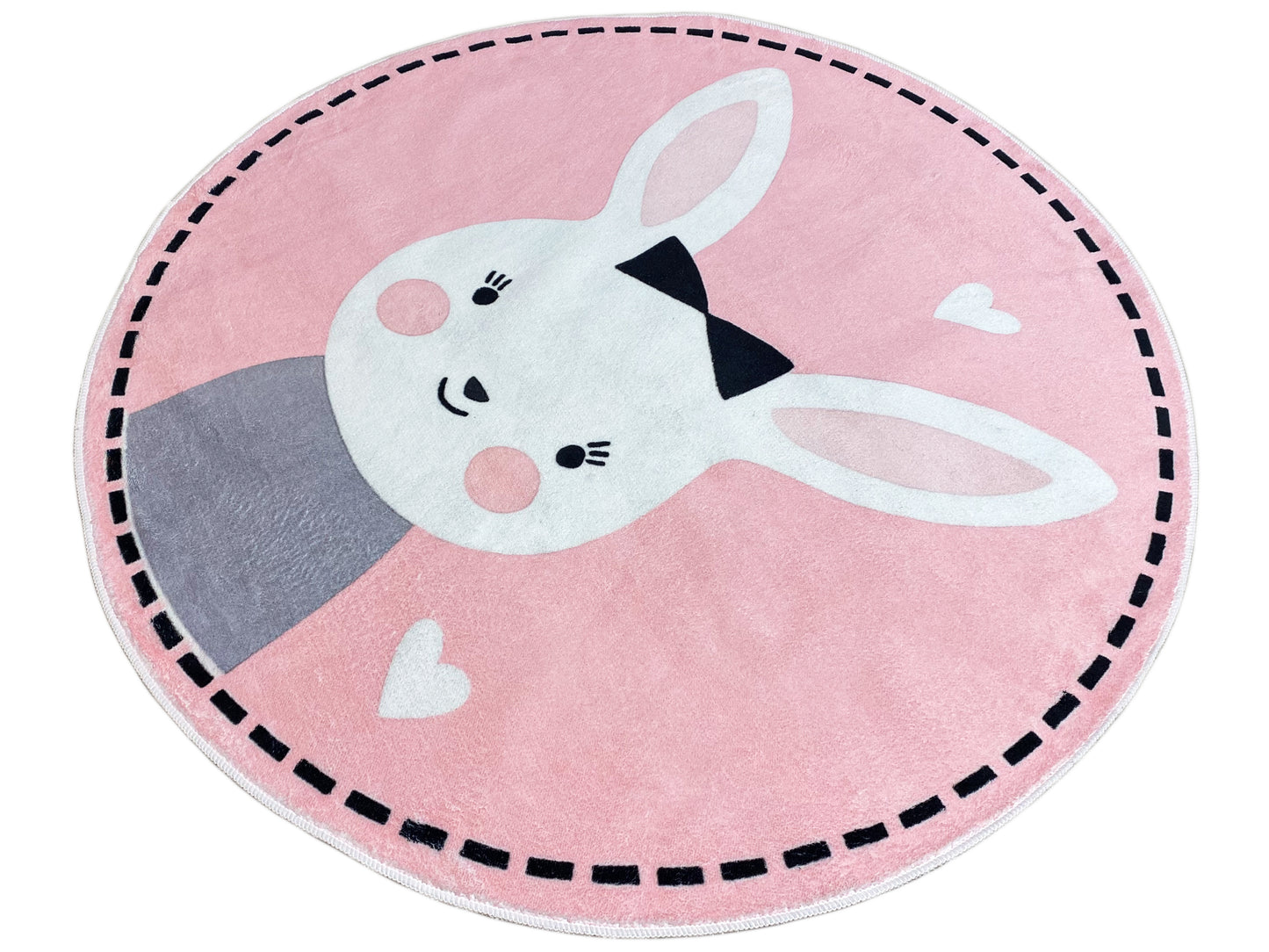 Round Children's Rug Rabbit, 120 cm